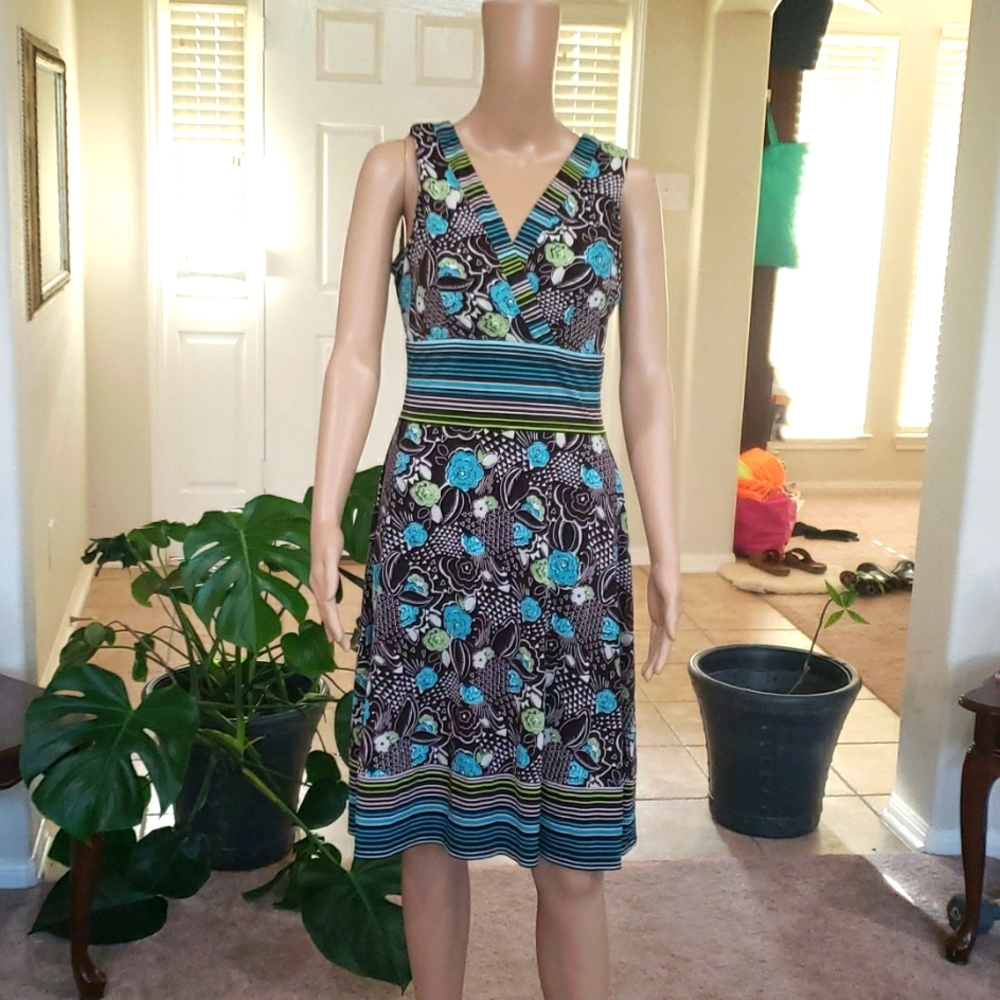Rabbit Rabbit Rabbit 8 mixed pattern floral stripe surplice neckline empire wais